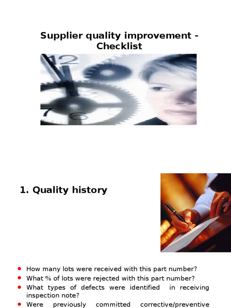Supplier Quality Improvement - Checklist | PDF | Specification ...