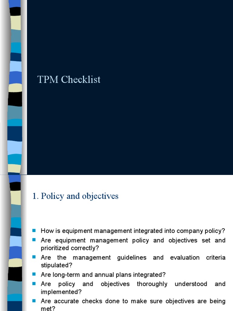 TPM Checklist | PDF | Goal | Environmental Policy