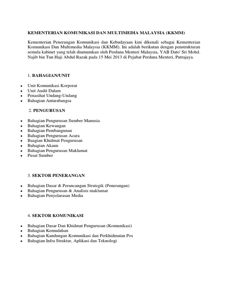 Kementerian Komunikasi Dan Multimedia Malaysia | PDF