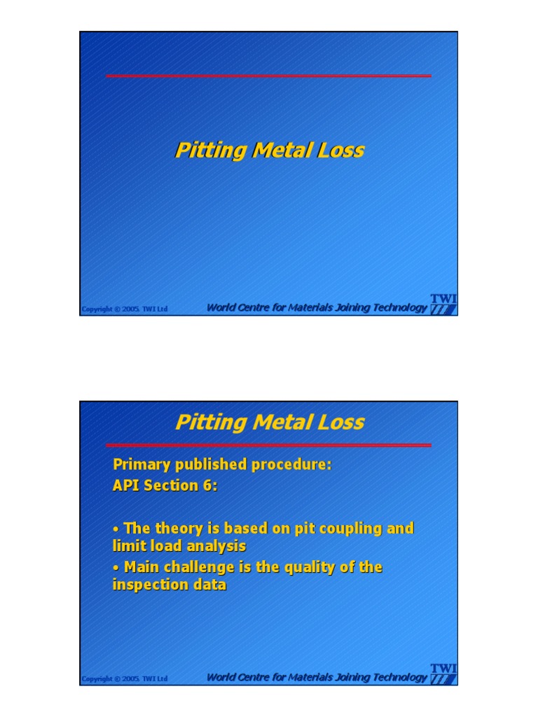 Section 10 - Assessment of Pitting Metal Loss | PDF | Elasticity ...