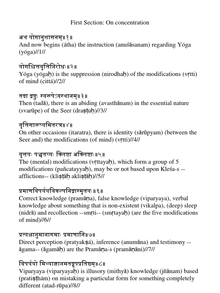 Yogasutras of Patanjali | PDF | Yoga Sutras Of Patanjali | Yoga
