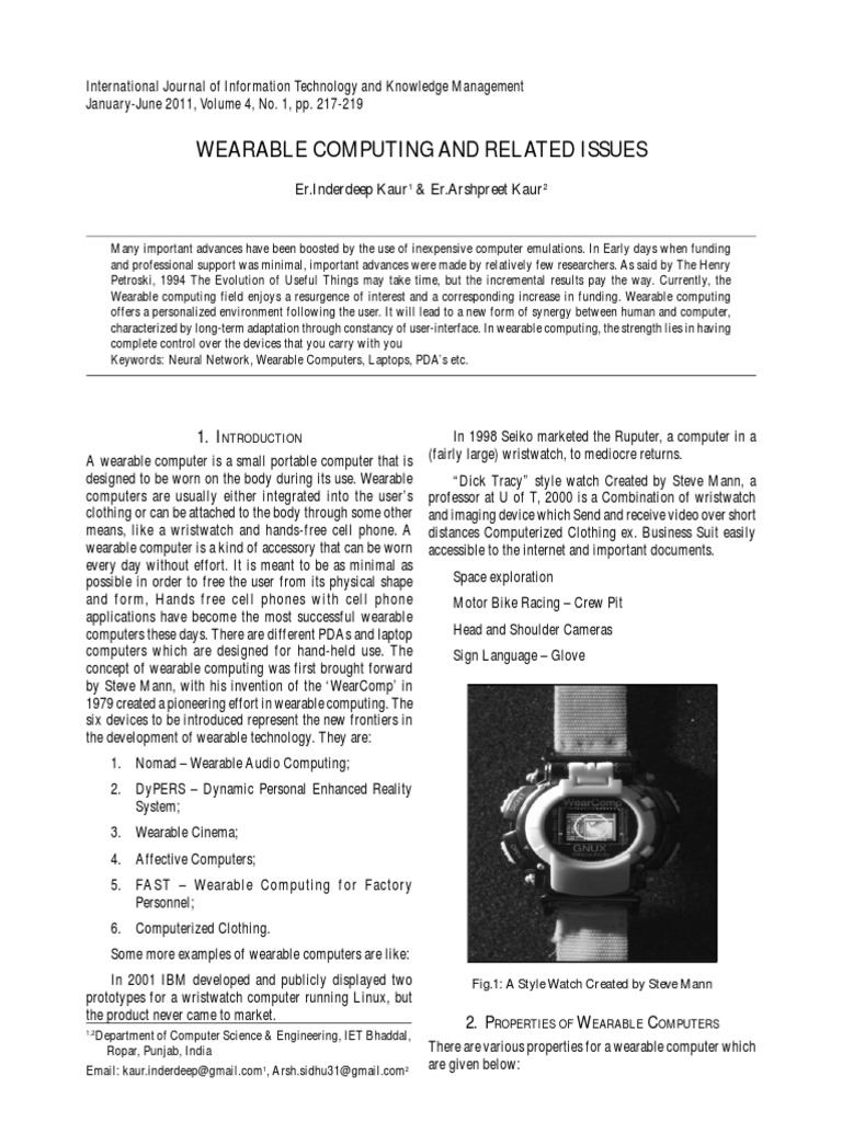 Advances in Wearable Computing Technology | PDF | Wearable Technology ...