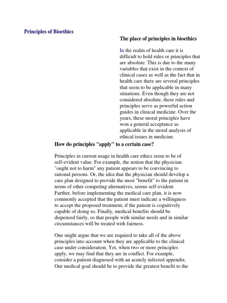 Principles Of Bioethics Pdf Bioethics Medical Ethics