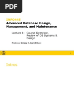 INFO445: Advanced Database Design, Management, and Maintenance