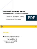 INFO445 Advanced Database Design, Management, and Maintenance Lecture 6: Advanced RDBMS