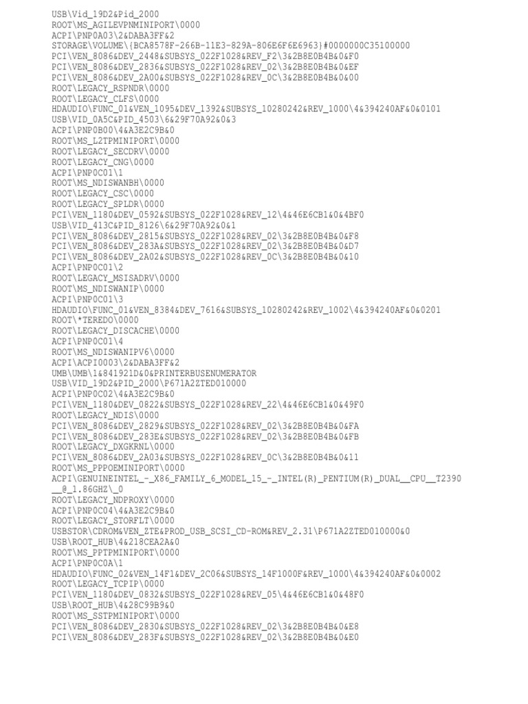 Device Hardware ID List | PDF | Usb | Physical Layer Protocols