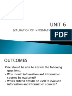 Unit 6 - Evaluation of Information Sources