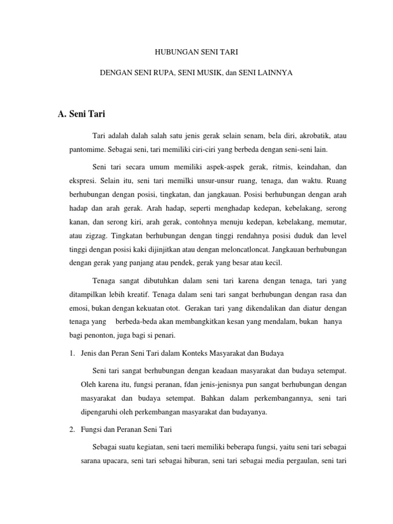 Hubungan Seni Tari Dengan Seni Rupa