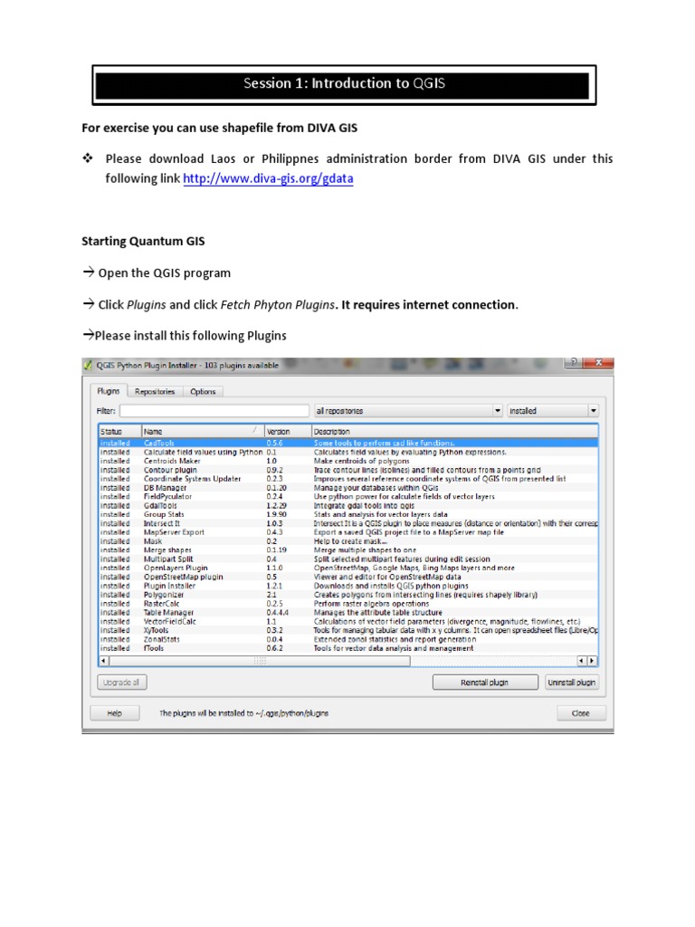 Introduction To Qgis 1 Sent Pdf Map Table Database