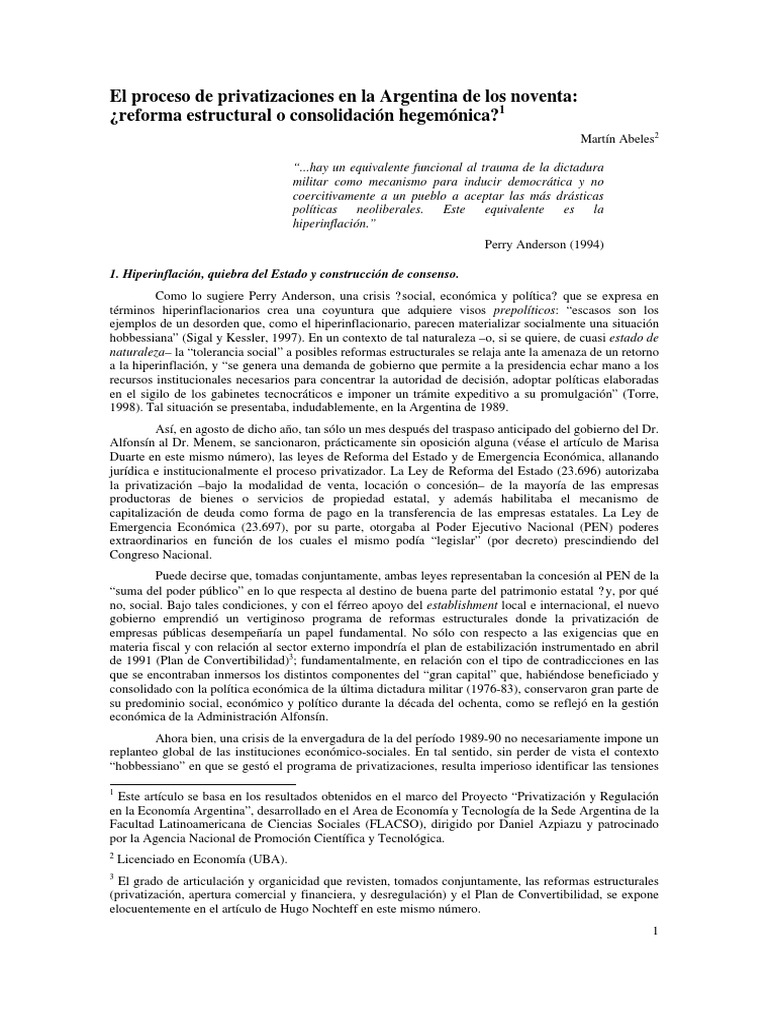 Privatizaciones en Argentina: Crisis y Poder | PDF | Privatización ...
