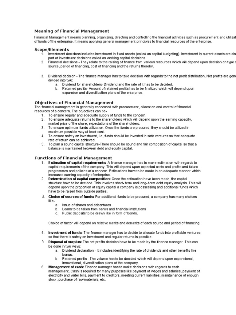 Financial Management Overview | PDF | Dividend | Investing