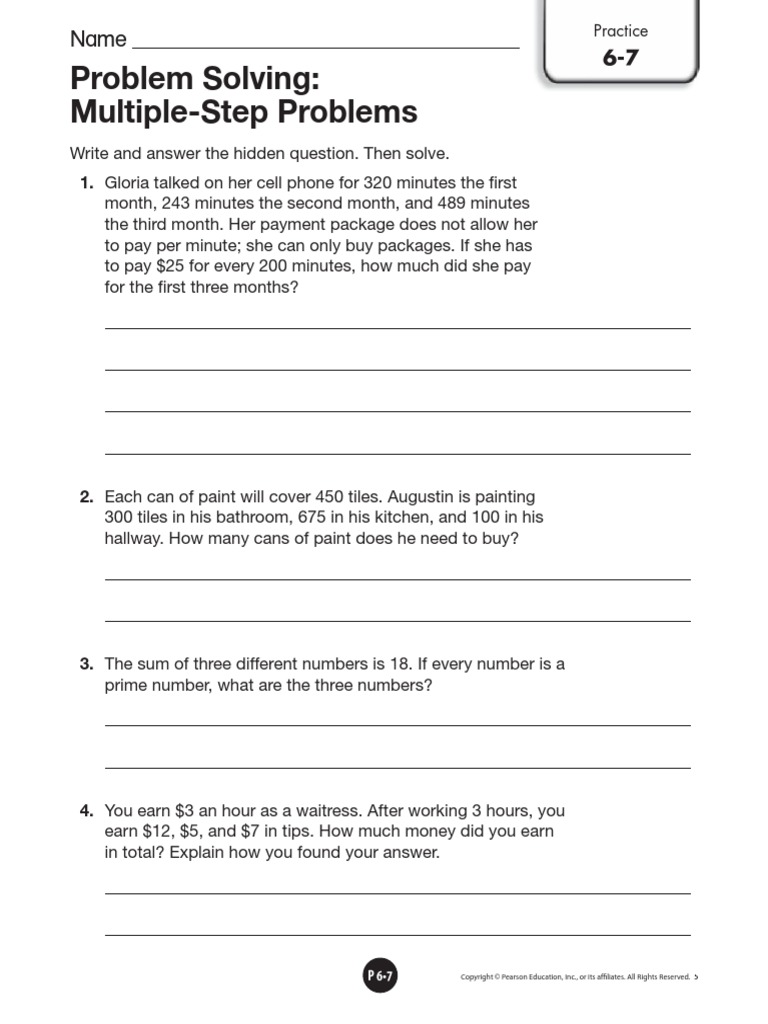 Problem solving multiple step problems pdf