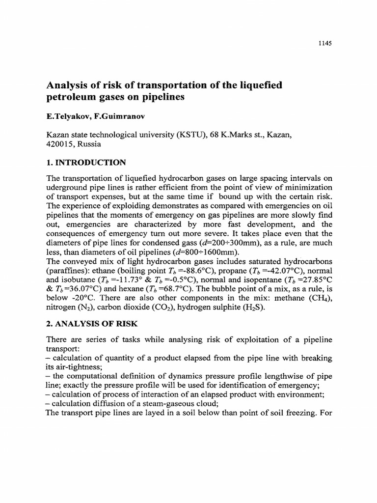 Risk Analysis of LPG Pipeline Transport | PDF | Vapor | Petroleum