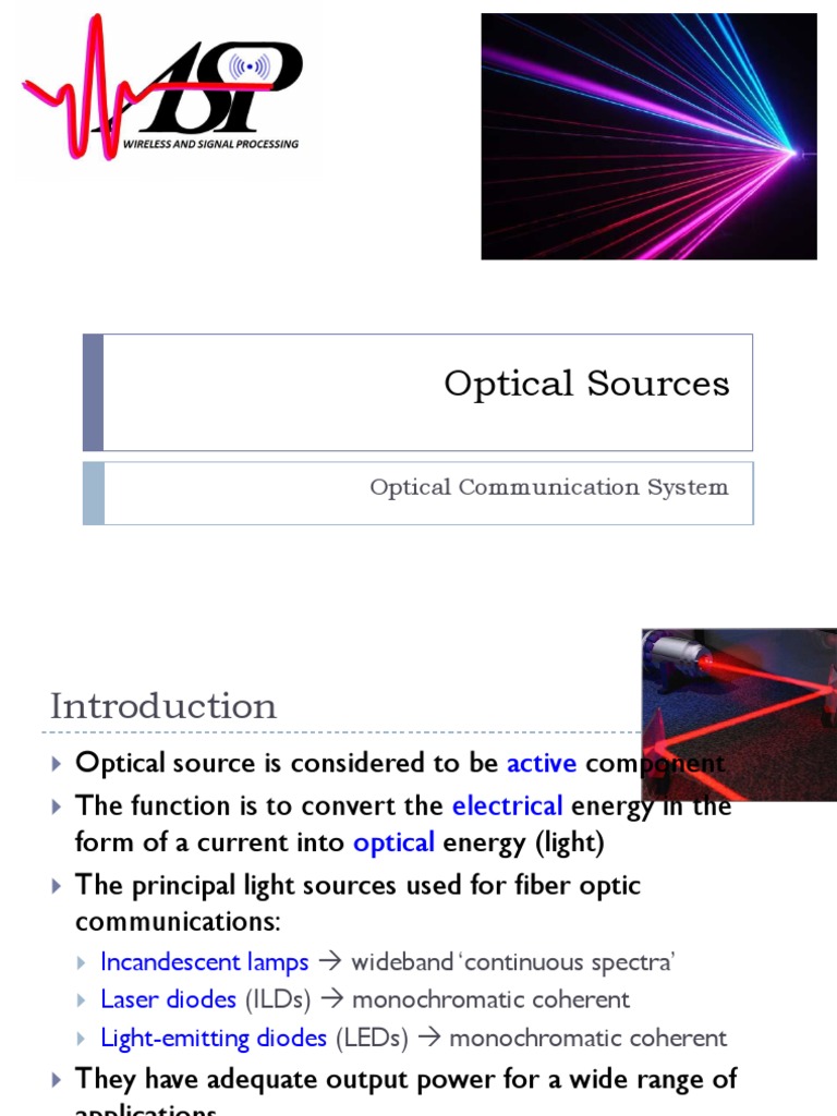 Optical Sources PDF Laser Emission Spectrum