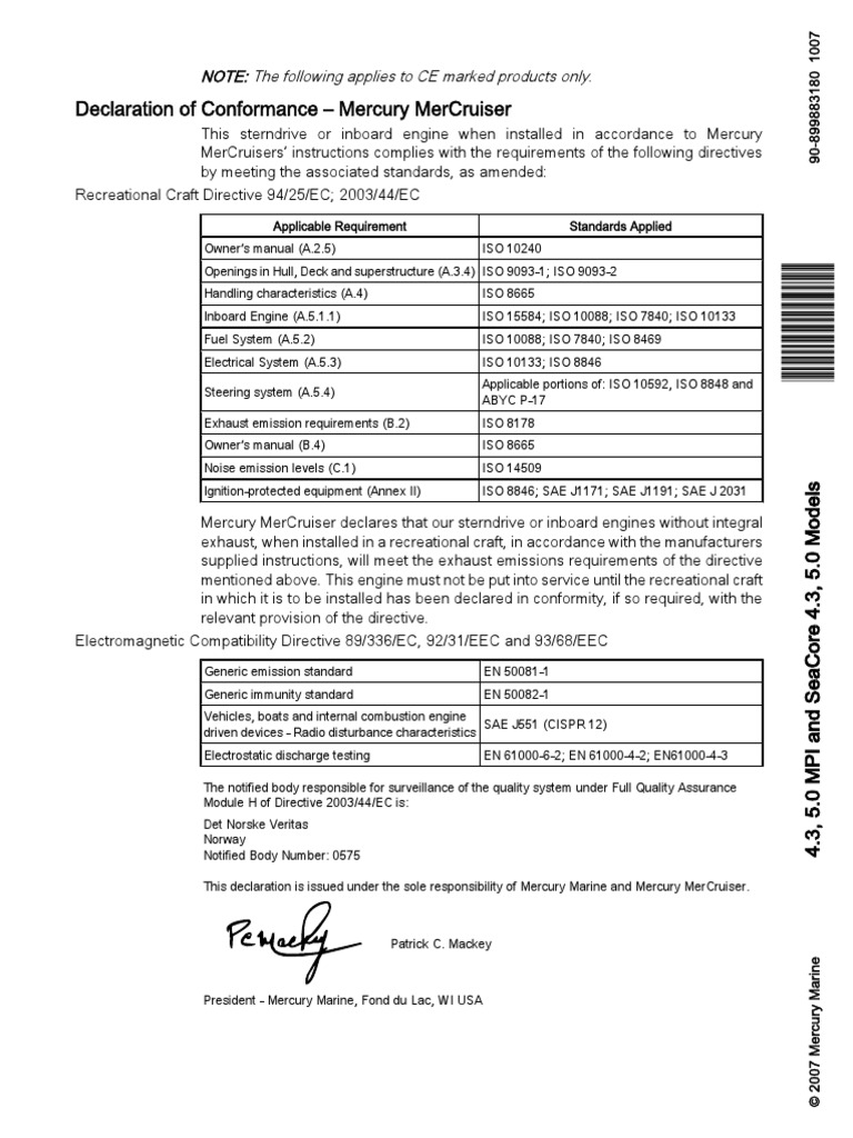 Mercruiser 4.3-5.0 MPI Engine Manual | Internal Combustion Engine | Sales