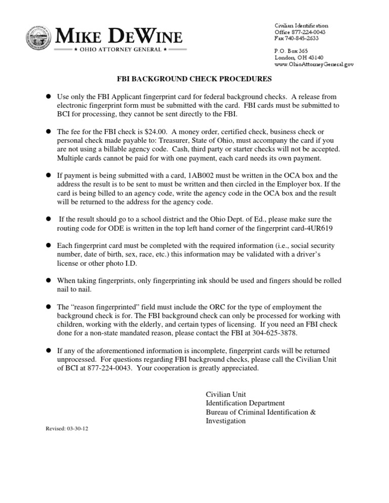 FBI Background Check Procedures