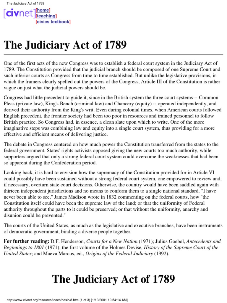 Judiciary Act 1789 PDF Judiciaries Lawsuit