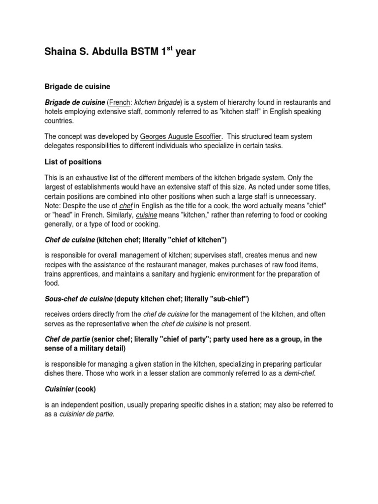 Principles of Food Selection, Preparation and Service | PDF | Chef