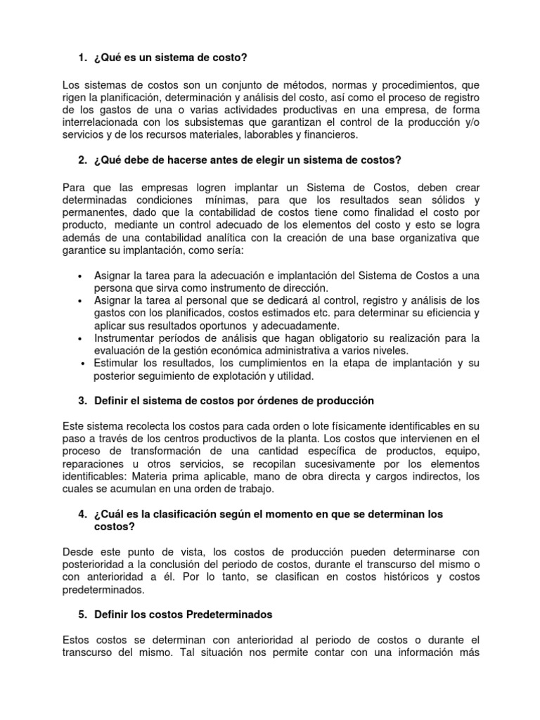 Sistemas de Costos: Definición y Tipos | PDF | Costo | Contabilidad