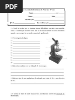 Teste Ciencias 5º Ano Celula