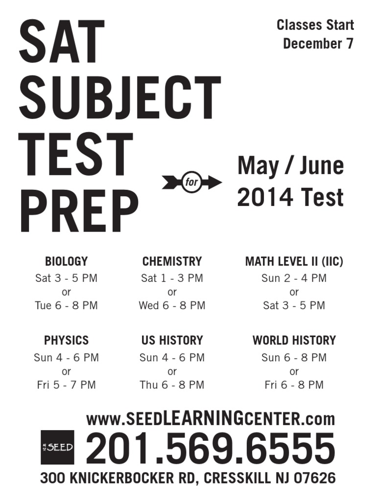 SAT Test Prep Classes Schedule | PDF
