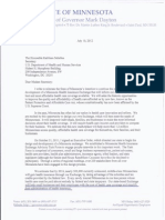 Gov. Dayton Letter To HHS Secretary Sebelius July 2012 MJC