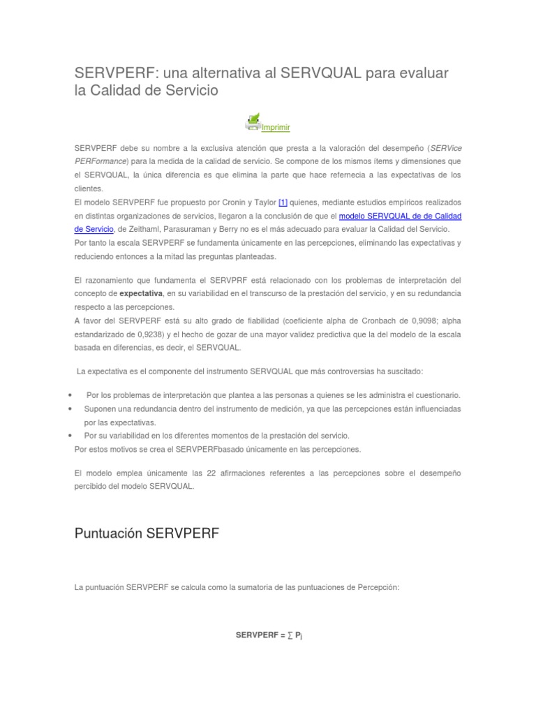 Modelo Servperf | PDF | Calidad (comercial) | Conceptos psicologicos