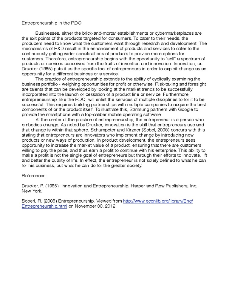 Entrepreneurship Pdf Entrepreneurship Innovation