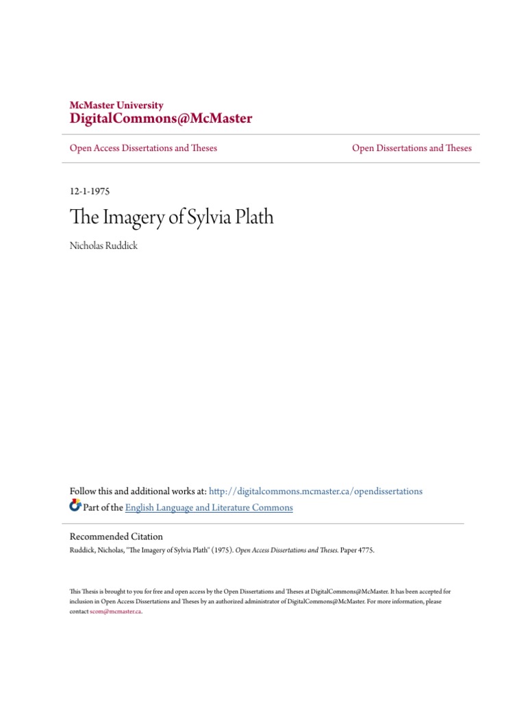 The Imagery Of Sylvia Plath Thesis Sylvia Plath