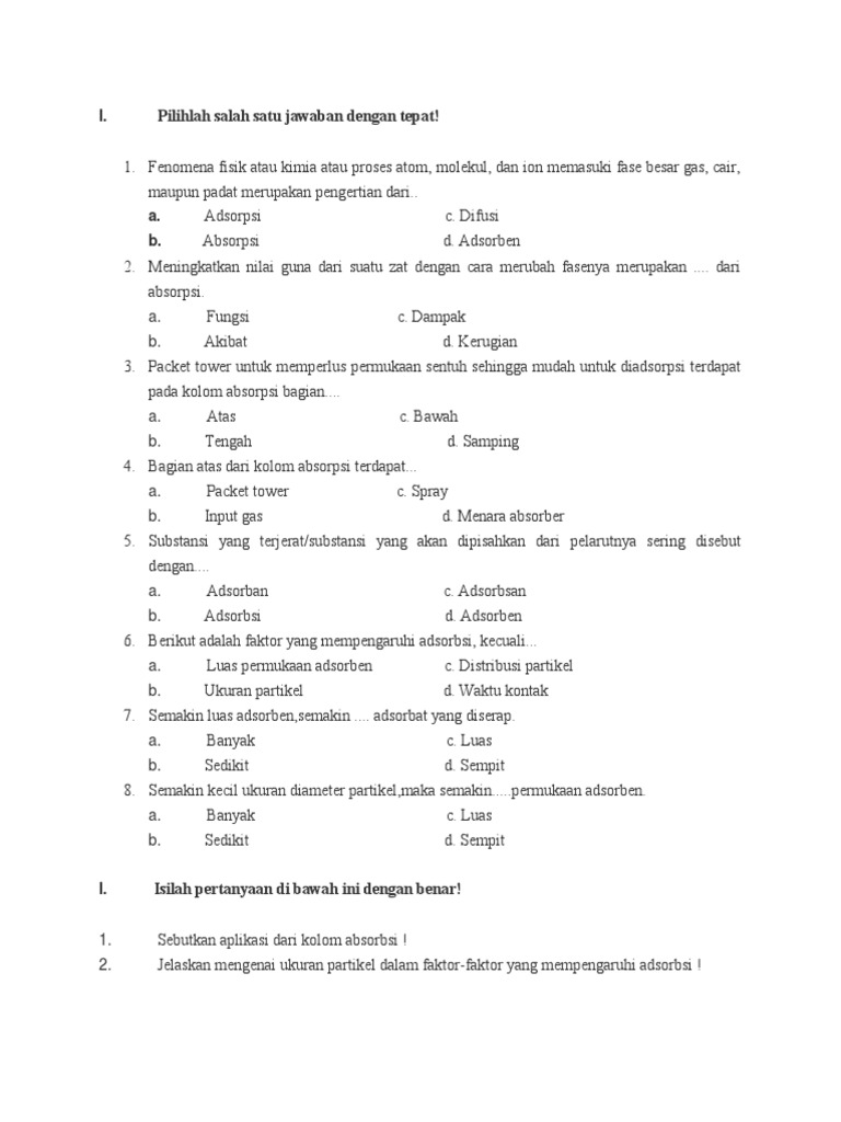 Soal Absorbsi