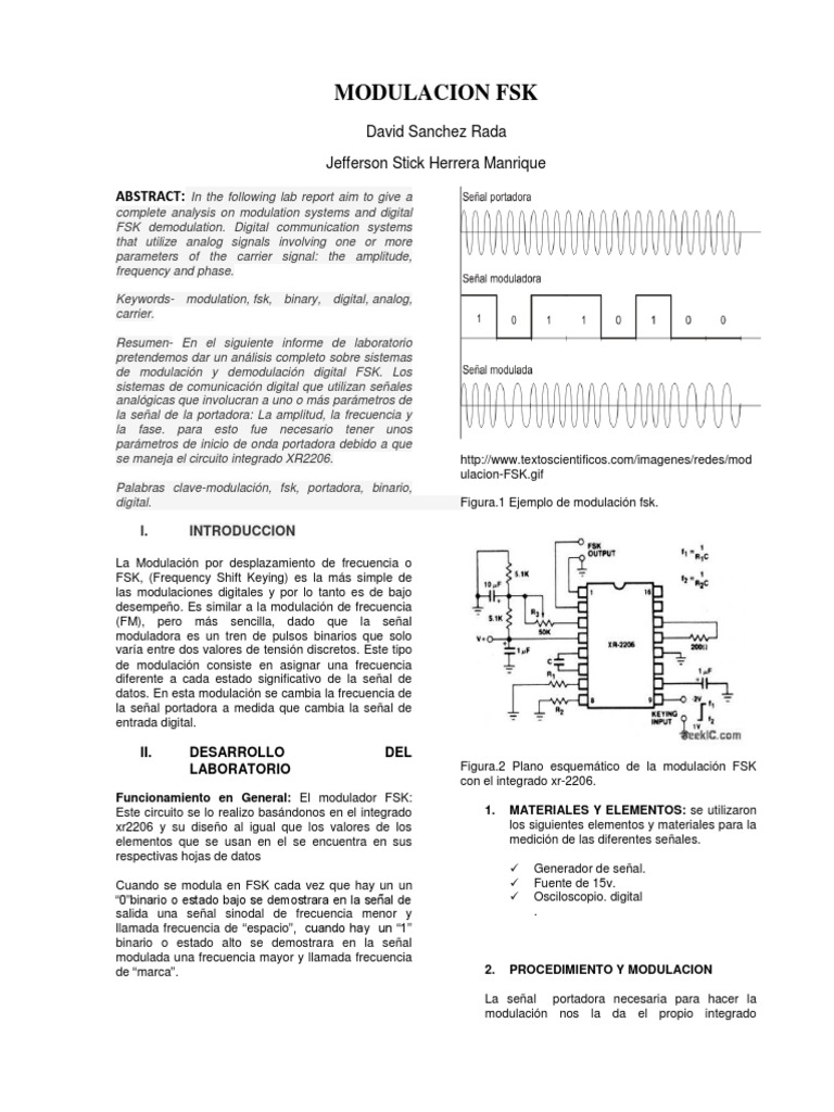 Informe Modulacion FSK | PDF | Modulación | Telecomunicaciones