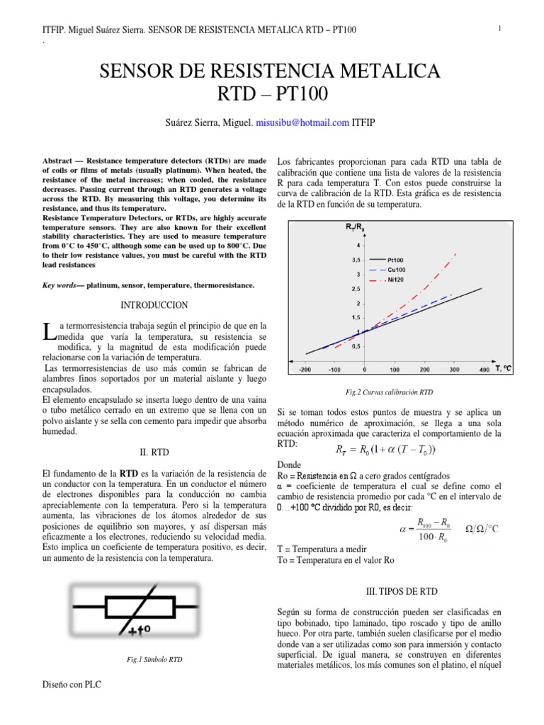 Gráfica y Aplicaciones del PT100 | PDF | Amplificador operacional ...