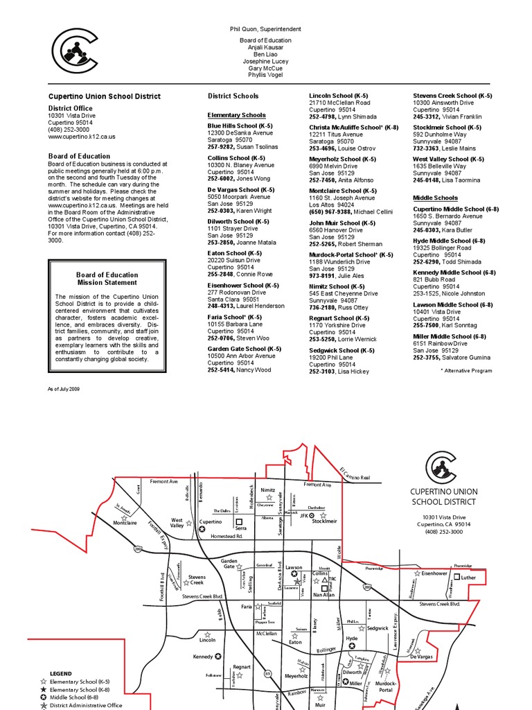District Map and Contacts | PDF | Cupertino, California | San Jose