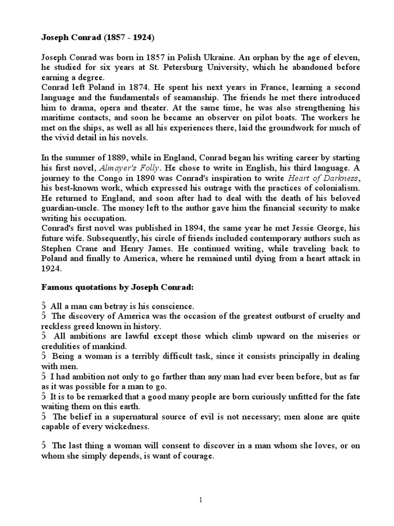 Heart Of Darkness Pdf Joseph Conrad Nature