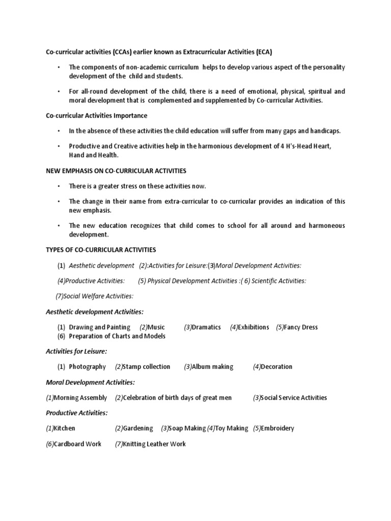 Importance of Co-Curricular Activities | PDF | Aesthetics | Civics