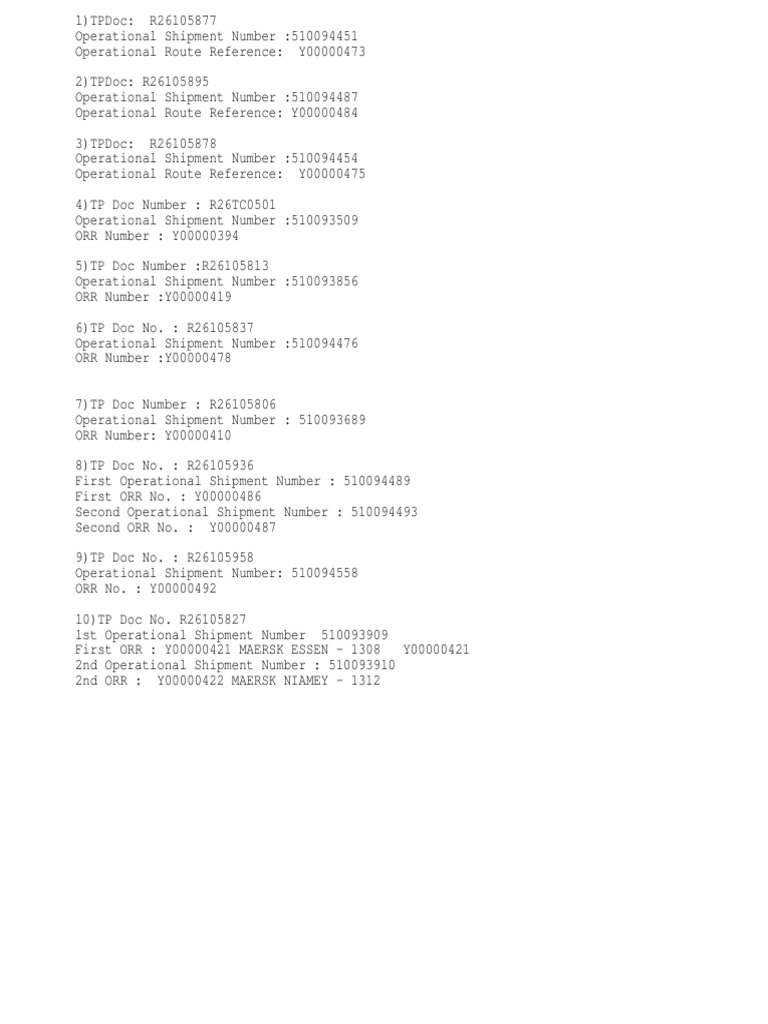 TP Document Shipment Overview | PDF | Finance & Money Management