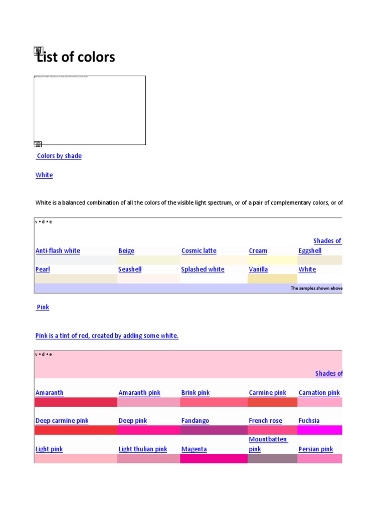 Comprehensive Color List | PDF | Color | Art Materials