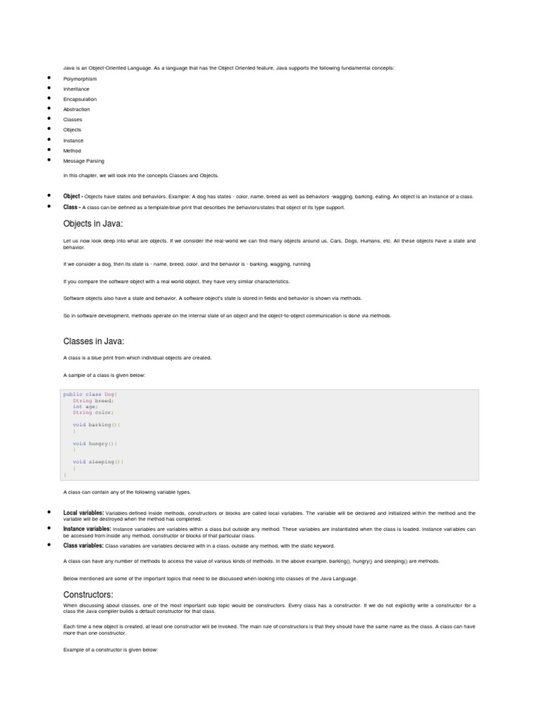 Objects in Java:: Object - Class | PDF | Constructor (Object Oriented ...