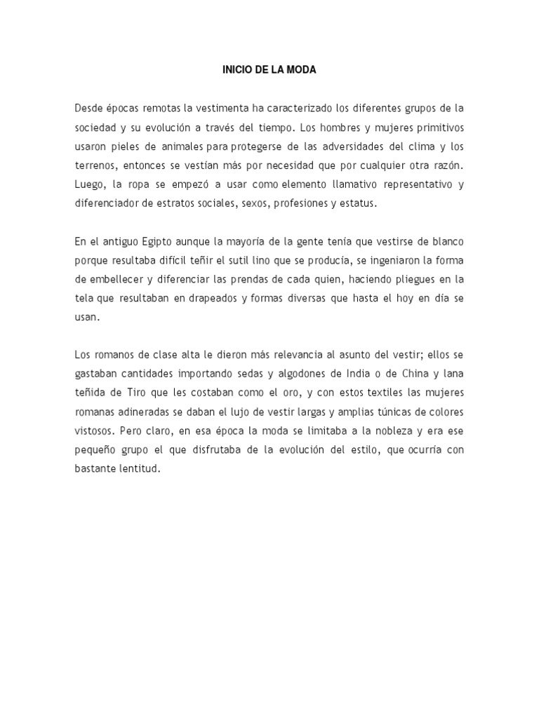 La Historia de La Moda | PDF | Moda | Ropa