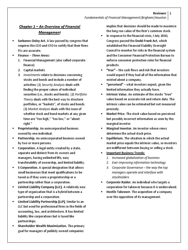 Fundamentals of financial management brigham houston solution manuals