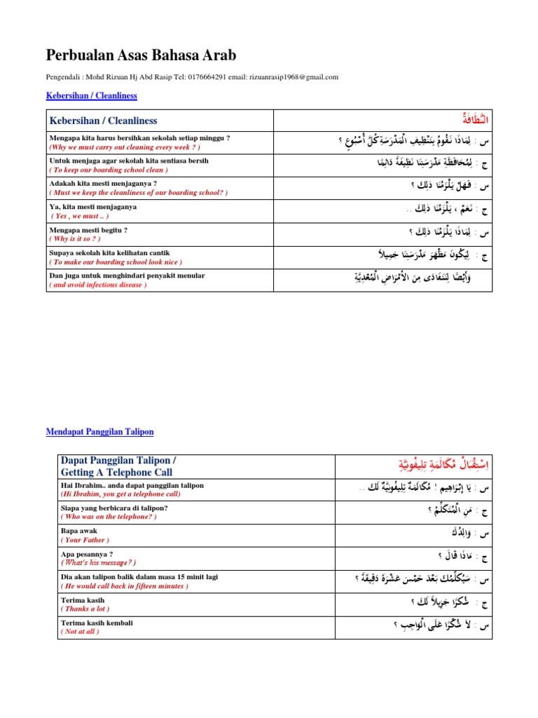 Perbualan Asas Bahasa Arab Pdf