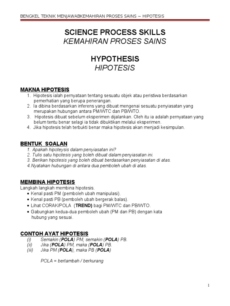 Kem Proses Sains Hipotesis Dwi Edit Pdf Alam