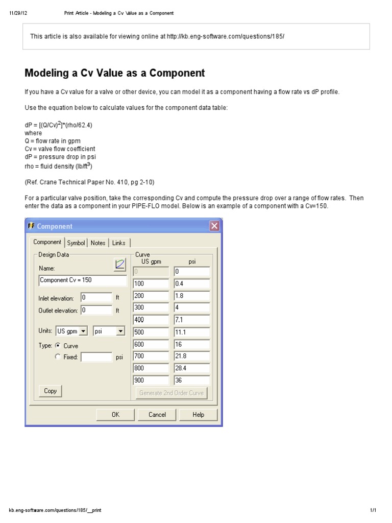 Print Article - Modeling A CV Value As A Component | PDF