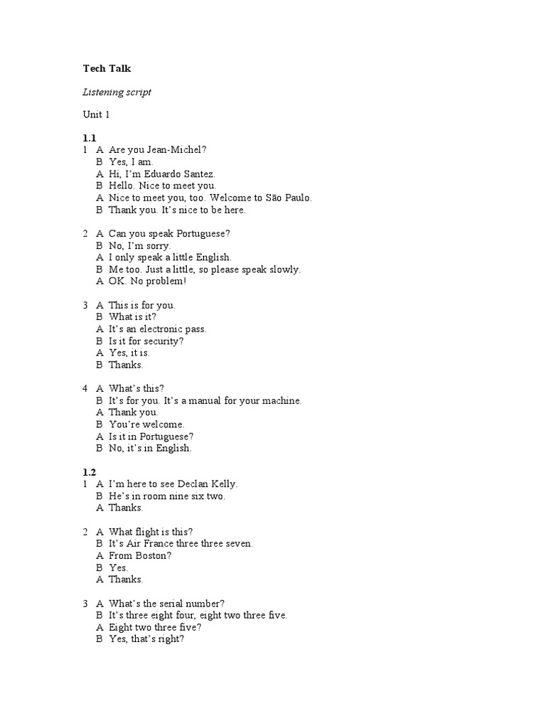 Listening Script: Tech Talk | PDF