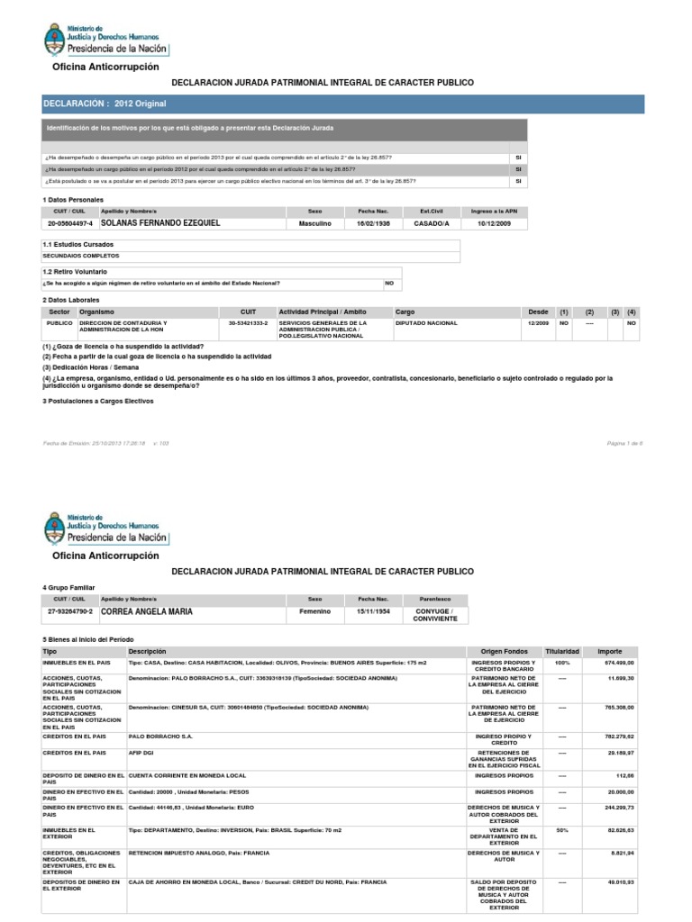 Declaracion Jurada | PDF | Impuesto sobre la renta | Dinero