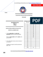 Maths Upsr Sebenar 2007