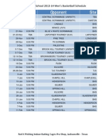 Bullard High School Mens Baseketball 2013 - 14 Schedule