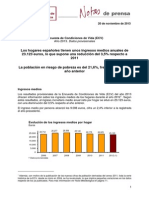 Encuesta de Condiciones de Vida (ECV) Año 2013. Datos provisionales.INE pdf