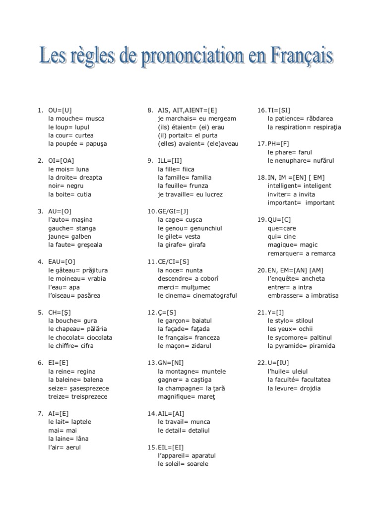 Les Regles de Prononciation en Francaise  PDF