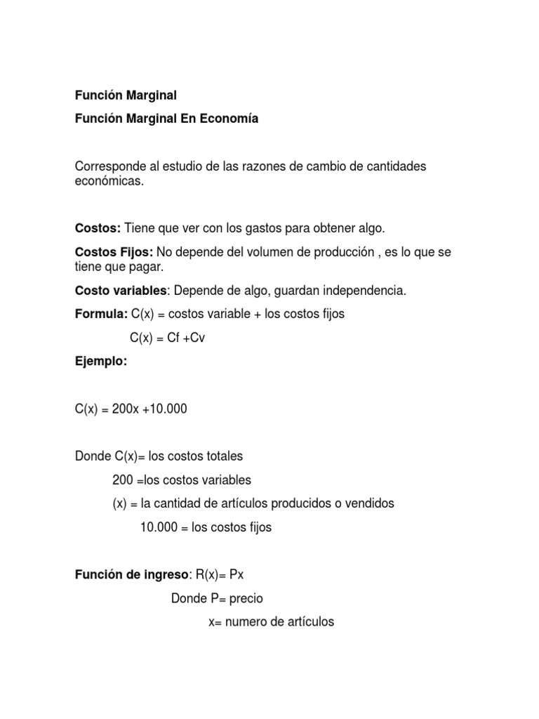 Funciones Marginales en Economía | PDF | Derivado | Máximos y mínimos